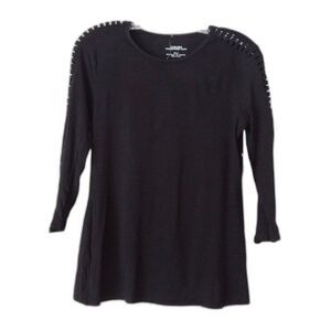 Carmen Marc Valvo Tee S Black 3/4 Cut-out Sleeve